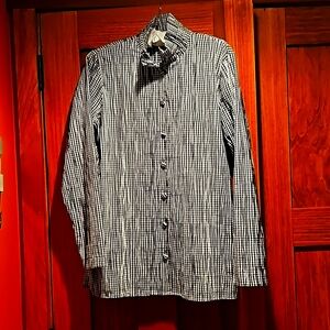 Foxcroft mini black/white gingham shirt jacket.
